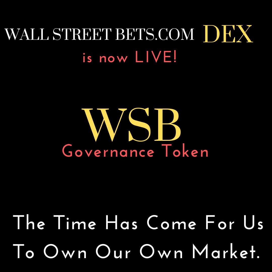 https://t.co/HAQicmxjup DEX. 
Decentralized CryptoExchange now LIVE!

Liquidity Pools & Staking available with #Ethereum , #USDT & #UNI . $WSB Governance Token. 

Come get your Bananas! #cryptocurrencies #LiquidityMining #wallstreetbets #DeFi #DeFiFarms  #decentralized https://t.co/QpgsV0OCEB