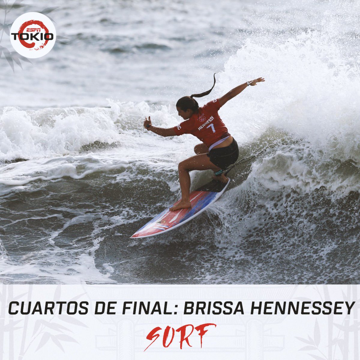 🌟 BRISA HENNESSY SE CLASIFICA A CUARTOS DE FINAL 🌟 🇨🇷La costarricense arrasó en el tercer round del surf olímpico y avanza a la siguiente ronda. 🔥 #Tokyo2020 espn.co.cr