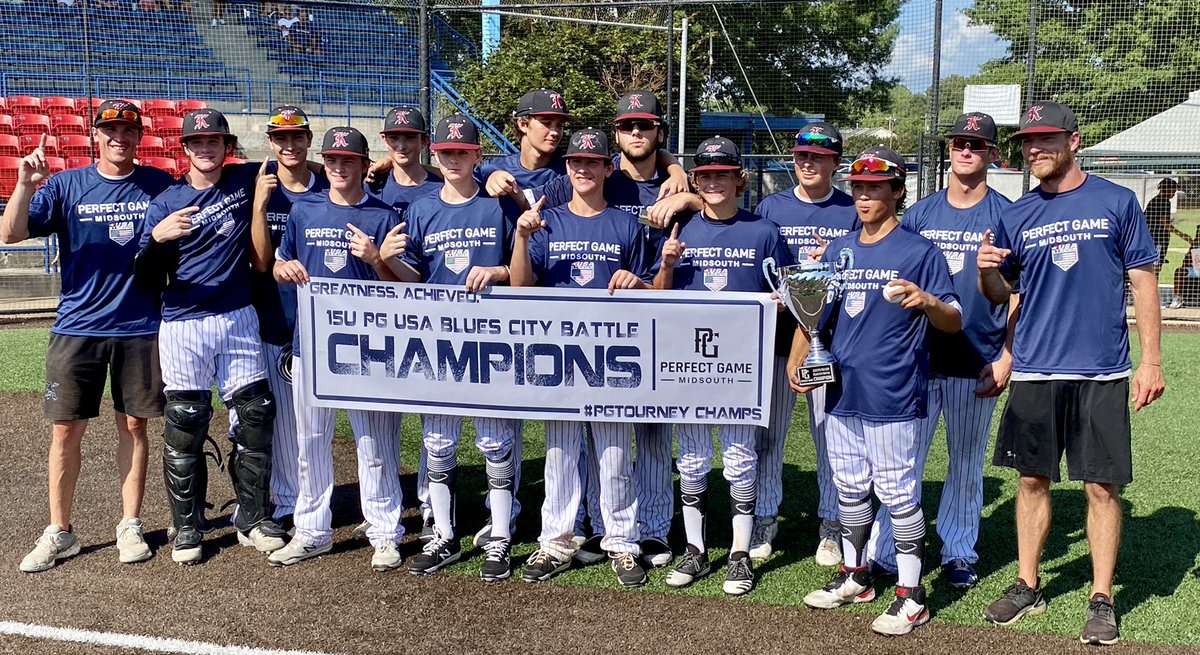 Knights 15U are the Champions of the <a href="/PG_Tourney/">Perfect Game Tournaments</a> <a href="/USAStadium/">USA Stadium</a> Blues City Battle! ‘24 <a href="/NRinala/">Nick Rinala</a> threw a solid 5.2 innings &amp; ‘24 <a href="/TylerBarton_27/">Tyler Barton</a> closed it out. ‘23 <a href="/ZekeMarasco/">Zeke Marasco</a> hit a 2R 2B, ‘24 Trent Hartman mashed a triple &amp; ‘23 <a href="/MichaelRothchi1/">Michael Rothchild</a> was 2-3 2RBI. Way to go!! #repthek