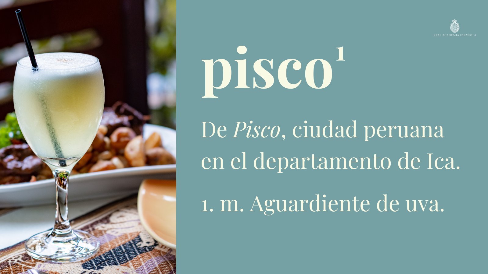 RAE Twitter: „#PalabraDelDía | pisco¹ Se escriben con minúscula los nombres comidas y bebidas en que el nombre propio pasa a designar por sí solo el (https://t.co/crFLXKmNQG). ¿Qué