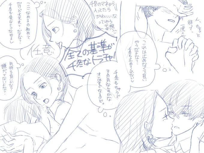 とらふゆ

わいはトラチャは女子と経験あると考えます。
けれども好きになった人とするのは初めてでどうしたらいいかわからないからちふゅの真似ばかりしてたらかわいいなって☺ 