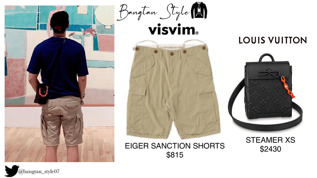 X \ Bangtan Style⁷ (slow) على X: Twitter Post 210726 Namjoon wears VISVIM  Eiger Sanction Shorts ($815) & LOUIS VUITTON Steamer XS ($2430). #RM  #BTS @BTS_twt