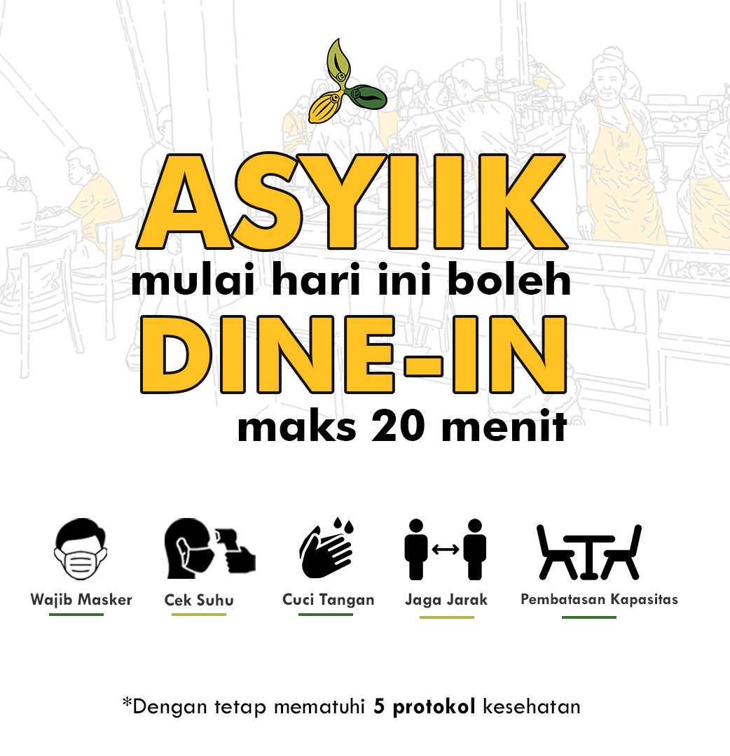 Yeay! Mulai hari ini Coffee Toffee sudah bisa DINE-IN, Maksimal 20 Menit dengan tetap jaga protokol kesehatan!

Eitss! Gak lupa mimin infoin nih kalau semua barista Coffee Toffee sudah di vaksin💉

Jadi kamu gak perlu ragu dan khawatir untuk #dineinaman di gerai Coffee Toffee! 🥰
