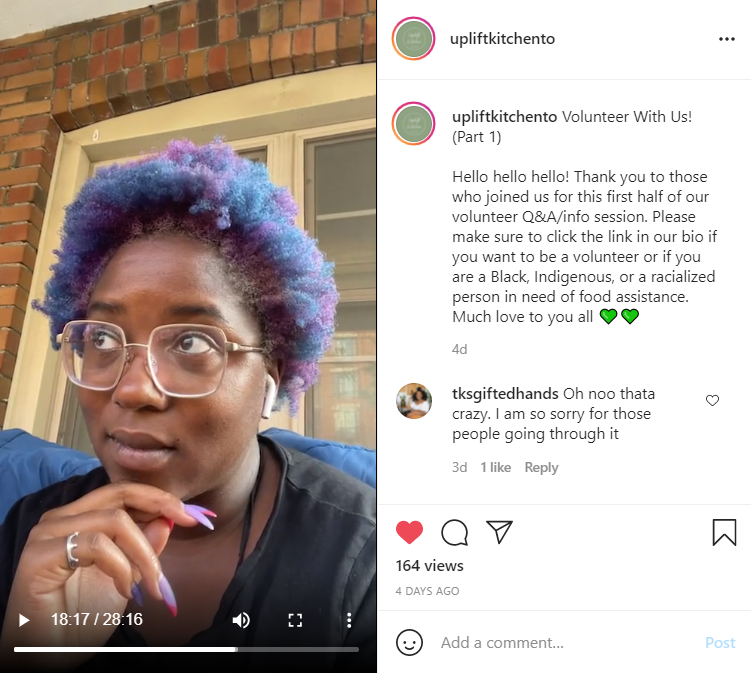 LanrickBennett's tweet photo. Nods to Antonia from #UpliftKitchen Such a fantastic day to come out and volunteer with peeps from across Toronto!
#UpliftKitchenTO #FoodSecurity #BlackLivesMatter #IndigenousLivesMatter #UpliftFamily #UpliftCommunity #InSolidarity #SolidarityNotCharity #GoByBikeTorontoDanforth https://t.co/vMArl4vZqg