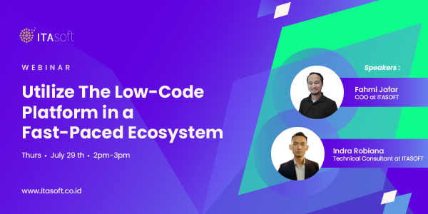 Join Our Latest Free Webinar : "Utilize the Low-Code Platform in a Fast-Paced Ecosystem" 

Maximized the function of low-code platform to build an Apps in a short time

Register Now : 
zoom.us/webinar/regist…

#itasoft #freewebinar #lowcode #OpenSource #Automation #AppDevelopment