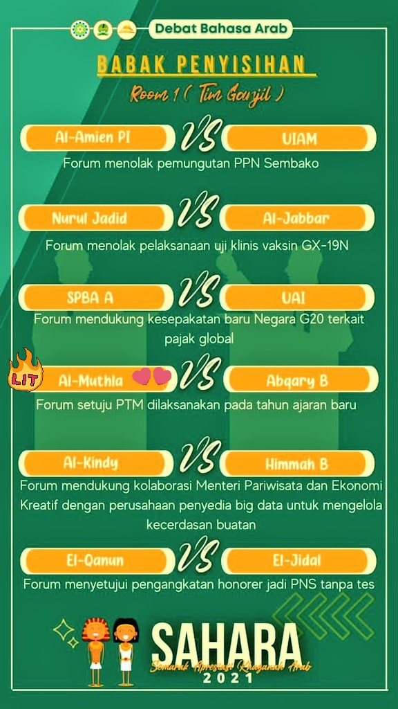 Selamat maju jaya buat Pendebat Al Muthla USIM di Sahara 2021 yang akan berlangsung hari ini 💪