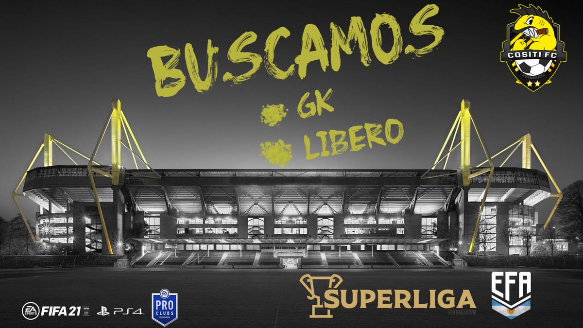 ❗❗ Salimos al MERCADO❗❗
⚠️ Buscamos refuerzos de cara a la última temporada de FIFA 21 en <a href="/EFAargentina/">EFA Argentina (desde 🏡)</a> para disputar la Superliga.

📍 GK 
📍DFC (libero)

✍🏼 EXPERIENCIA EN EL PUESTO, RESPETO Y COMPROMISO.

📩 Contactarse al MD
