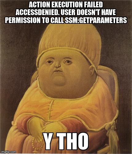 overflow_meme's tweet image. Action execution failed AccessDenied. User doesn&apos;t have permission to call ssm:GetParameters stackoverflow.com/questions/6852… #amazoniam #pipeline #amazoncloudformation #awscodecommit #amazonwebservices