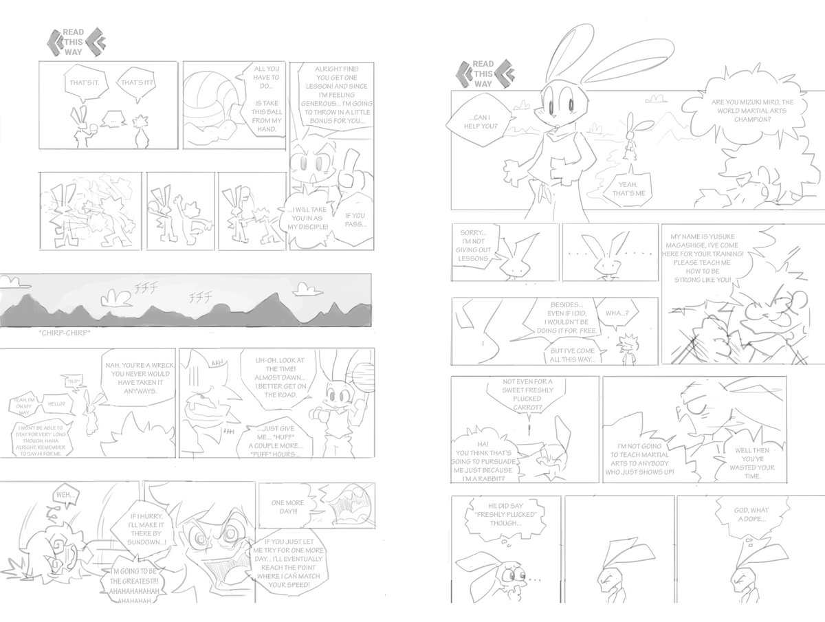I don't think I ever shared the roughs for this.
This two page comic was one of the few things I was able to complete in a timely matter with an assigned deadline and everything.
It's a shame that hasn't carried over to animation.