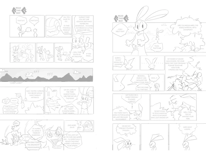 I don't think I ever shared the roughs for this.
This two page comic was one of the few things I was able to complete in a timely matter with an assigned deadline and everything.
It's a shame that hasn't carried over to animation. 
