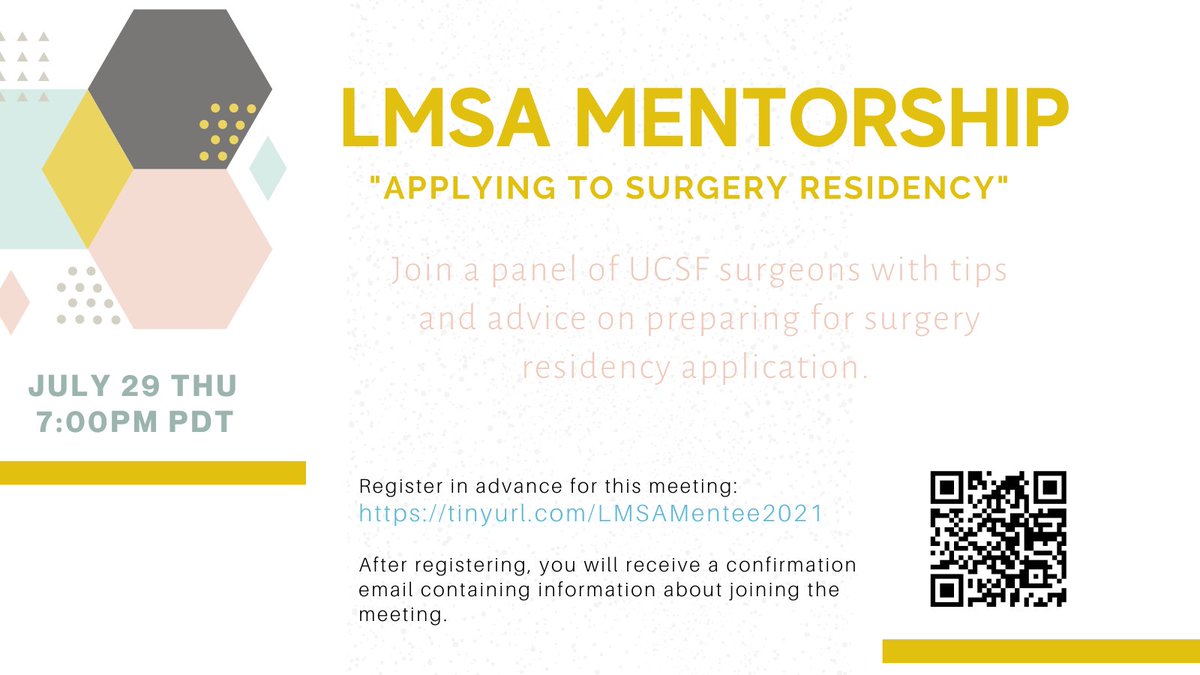 SEHernandezz's tweet photo. Join @UCSFSurgery  @TraumaDocSF  @JSantosParker @KSantosParker and I this Thursday to talk about Applying to Surgery Residency! @LMSA_National @lmsa_west @lmsa_southwest @LMSA_Midwest @LMSA_Policy @Northeast_LMSA @LatinoSurgery @UCSF_LCOE https://t.co/KzJ3yT2iWZ