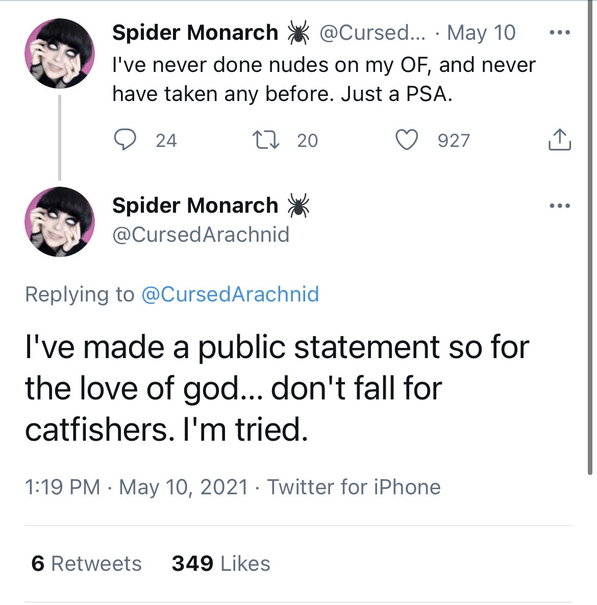 LaughAtMyDeath's tweet photo. spider lies like he breathes

message him on kik and demand he submit to your demands https://t.co/VHvzswBsPg