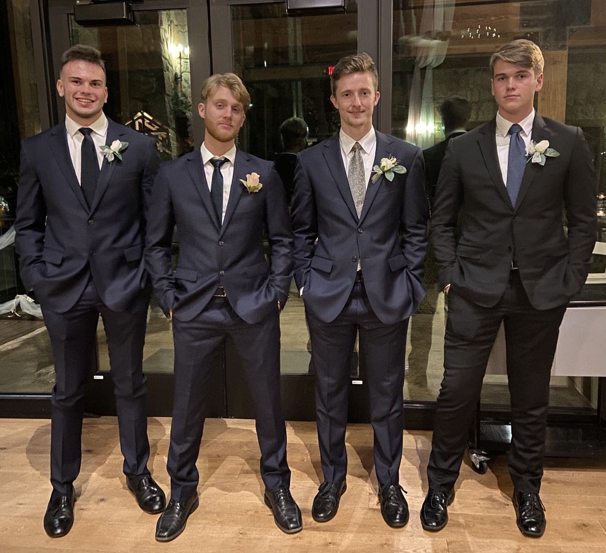 SheltonCoach's tweet photo. Great pic of these 4 @NTexUnitedbball alums as we celebrated @Isaiahjones2020 & his bride tying the knot. These 4 played 200+ games tog. over 8 yrs (w a .780 win % over their last 4 yrs). @IsaacStolz2020 @john_sheltond1 @Nshelton2k20 #Finishstrong #LoveGodLoveOthersPlayBall❤️ https://t.co/LvaqvocIQp