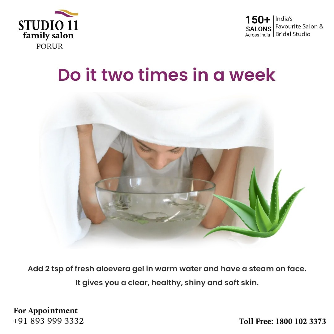 SpaPorur's tweet photo. This will make your skin clean, healthy, shiny, and soft.

You can also get your skin free from glowing, blemishes, and wrinkles with Aloe Vera steam

Studio11 Salon &amp; Spa
Porur
Chennai-600116

Contact us@ 8939993332/8939997770/8939944544 https://t.co/QYdi1H8FXw