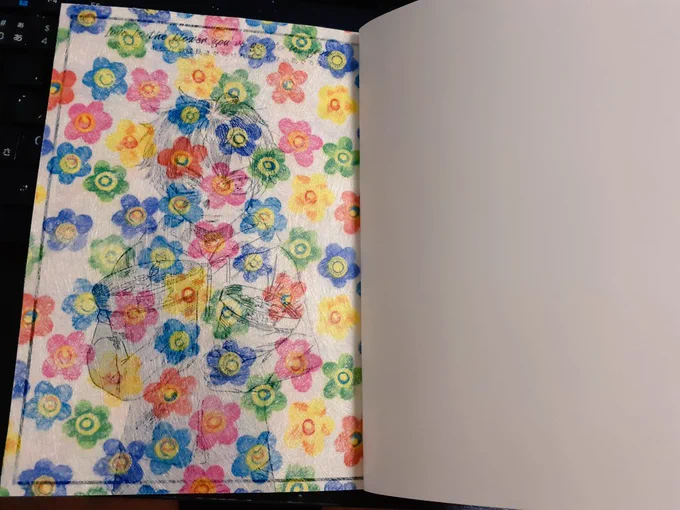 実はもう6月末に8月イベント関連の諸々の入稿を済ませてたので既に見本誌が手元にあるのですが、相変わらず原稿データの作り方わかってなくて読み辛いとか凡ミスとかあるんですけど、この本の為にあるのか?て遊び紙が本当にいい仕事してくれててHAPPYな仕上がりになりました🌸 
