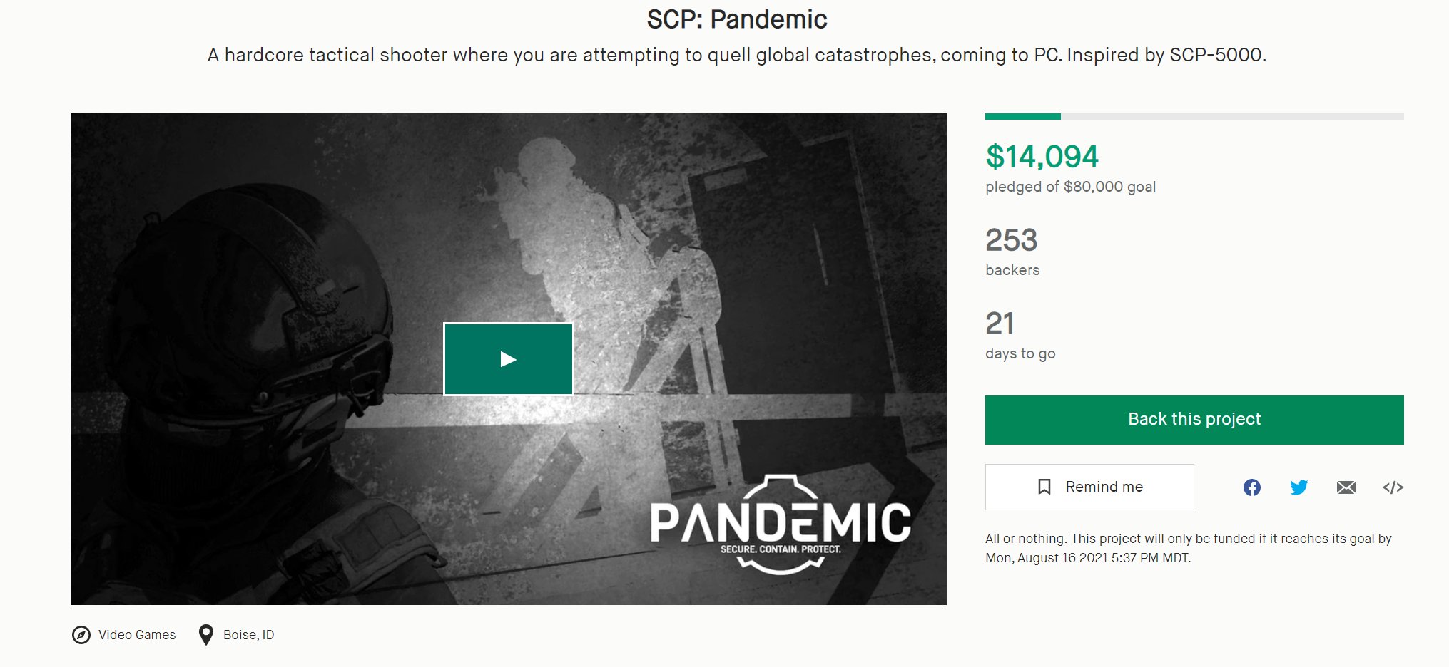 SCP: Pandemic by Aden Stewart — Kickstarter