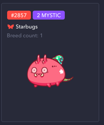 0xak_'s tweet photo. Welcome home, lost friend. $BUGS has been claimed from @NIFTEX and has a new home... in my wallet! I've always wanted a rare-class @AxieInfinity mystic, and I am thrilled I was able to complete this buyout! https://t.co/DTV6wgLTjq