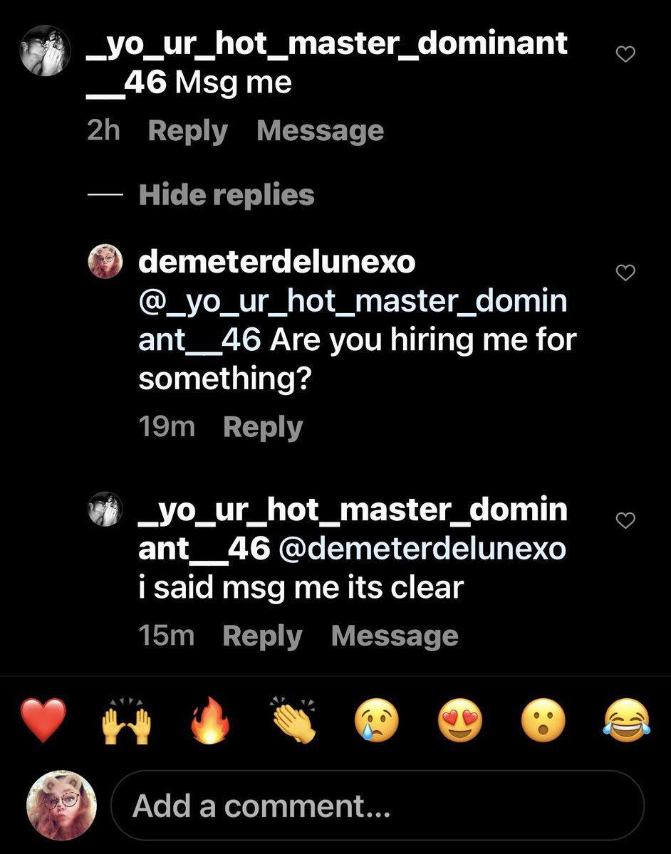 DeluneDemeter's tweet photo. Are you serious with this bullshit? Of course, once I responded to his last comment, laughing and telling him to gtfo my page and reminding him heโs not my dom, all comments deleted.
Folks, donโt do this. Just donโt. #notmydom #imadommedumbass https://t.co/RbKckWH2b4