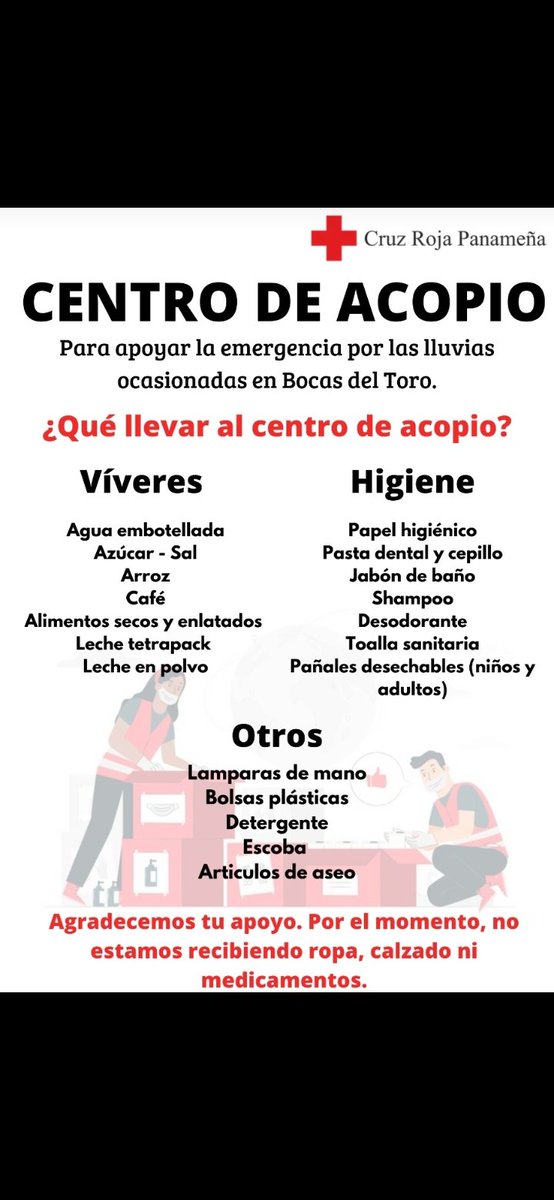 ComiteArraijan's tweet photo. Desde mañana a medio día esperamos tu aporte para Bocas del Toro. Te esperamos en nuestra sede en Albrook con tu donación. #BocasdelToronosnecesita #CRPAArraijan https://t.co/A0DNhcqH2N