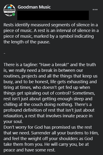 GoodmanMusic4w's tweet photo. Rests identify measured segments of silence in a piece of music. Rest is an interval of silence in a piece of music, marked by a symbol indicating the length of the pause.
#OnlineMusicCamp2021
#UPRAISE
#GoodmanMusic
#PMCC4W https://t.co/TWqsi1VfMU