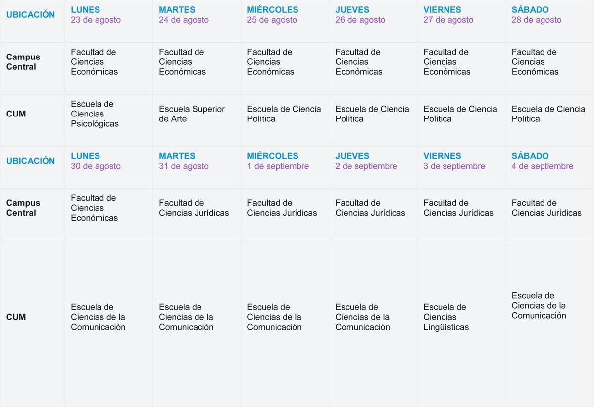 InfoUsac's tweet photo. OFICIAL | #USAC comparte el cronograma para #VacunasCovidGT para estudiantes universitarios de esta casa de estudios. 

Las jornadas de vacunación inician el lunes 2 de agosto en el Campus Central y CUM. En horario de 07:30 a  15:30 horas. https://t.co/eYh6HXn0Z2