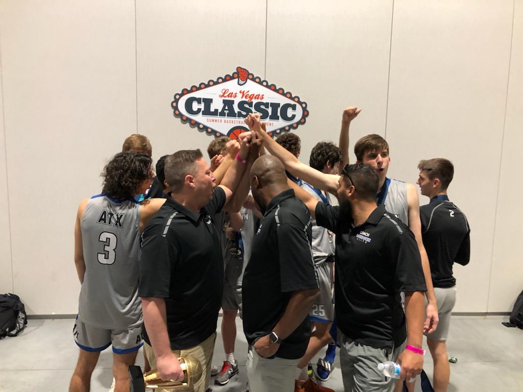 LockdownBBall's tweet photo. ATX Lockdown 17u wins the Las Vegas Classic 74-60 over All Alabama for the Championship! @josh_goings had 9/7/5, @Swoboda0830 had 10/8, @LochCunningham had 15, and @jtdub10 had 28/11 and a MONSTER poster dunk in the win!  We'll miss this special group more than I can express. https://t.co/BJ8caDqNyV