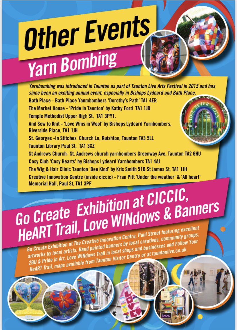 Who has completed the Yarnbomb Trail yet?
It is magnificent and well worth a hunt! 
Created by local knitters and natterers to the festival theme of #lovewins Trails available via our website or <a href="/visit_taunton/">Visit Taunton</a> as part of our festival programme. #yarnbombing