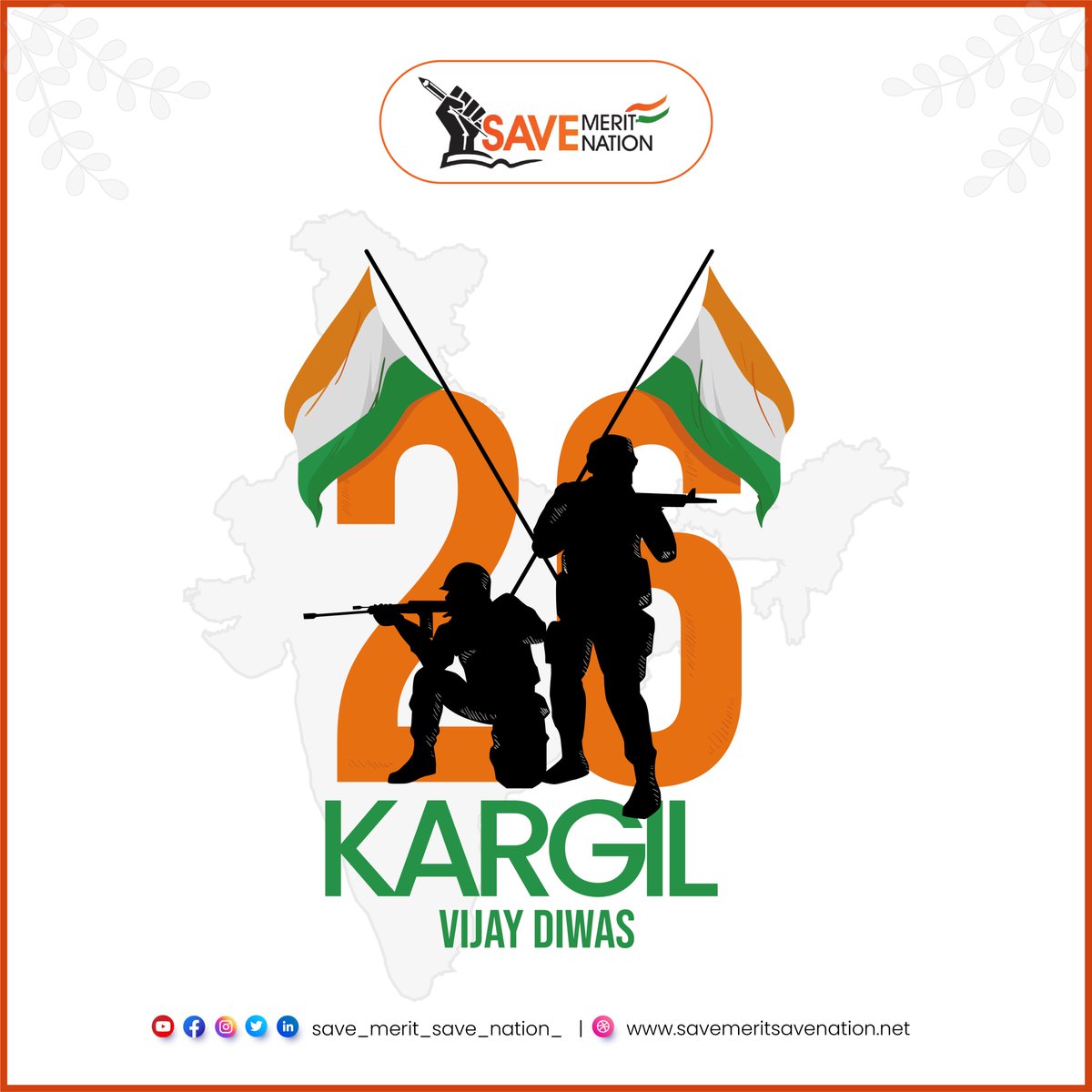 Save Merit Save Nation salutes all our valiant soldiers for their bravery &amp; selfless service to the Nation. They sacrifice their life so that all of us stay protected. Let us remember their fights and toil on this day.
Kargil Vijay Diwas

#कारगिलविजयदिवस #kargilvijaydiwas #kargil