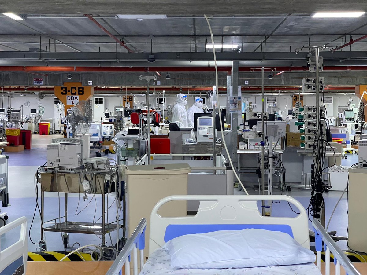 DrTedros's tweet photo. Another solution I was really impressed by was a car park next to a military hospital, which was transformed - in just a week - into an intensive care unit, with capacity for 130 beds. This included a ventilator for each if needed. Bravo, #TeamBahrain! https://t.co/ofHaa6cjga