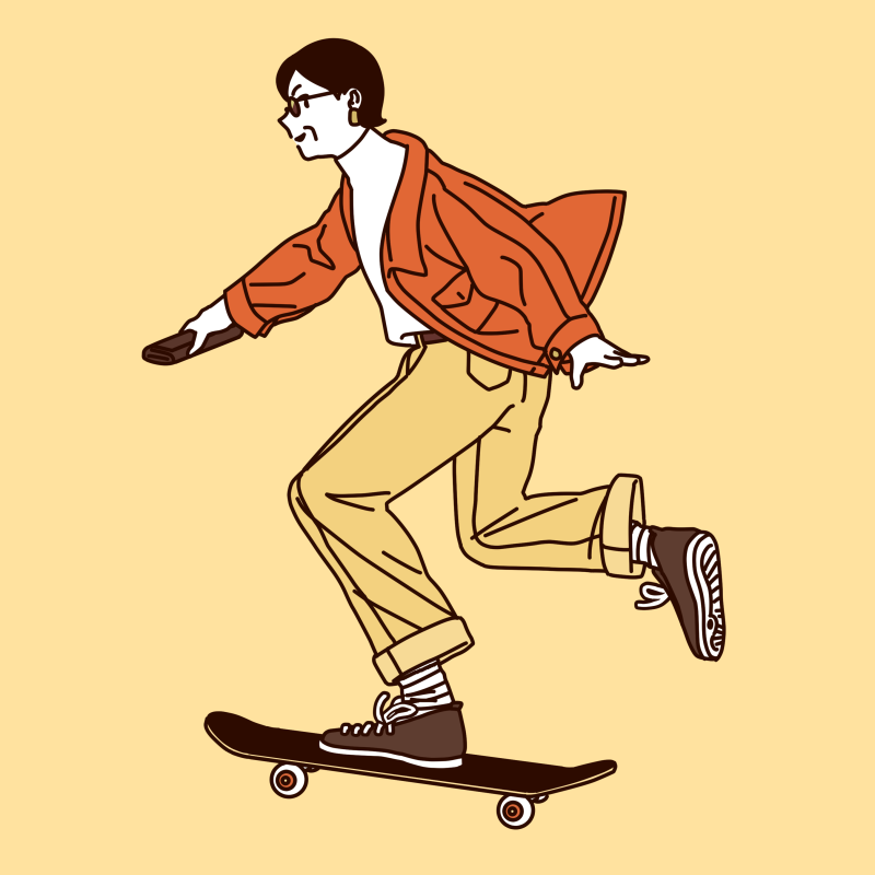 「スケートボード女子ストリート
西矢椛さん金メダル🥇
中山楓奈さん銅メダル🥉
」|seko kosekoのイラスト
