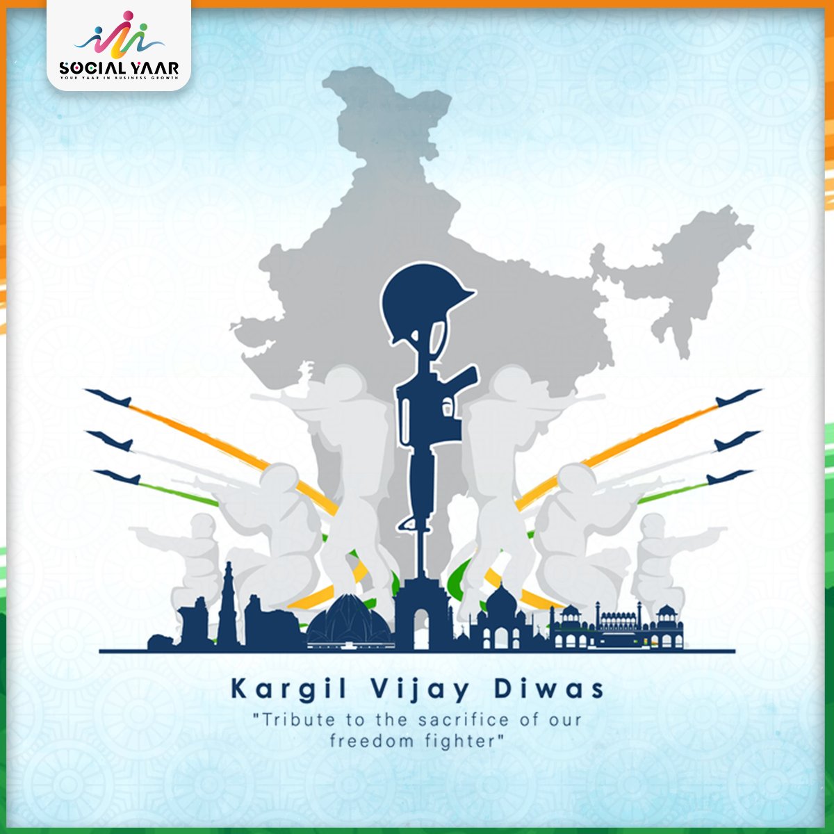 SocialYaar's tweet photo. On #KargilVijayDiwas, humble tributes to our brave hearts, who made the supreme sacrifice defending every inch of India’s territory

#JaiHind

#SocialYaar #kargil #vandematram #bharatmatakijai #indianflag #kargilwarmemorial #indianarmy #kargilwar #Mumbai #Pune #Thane #NaviMumbai https://t.co/1SrrdbxHFl