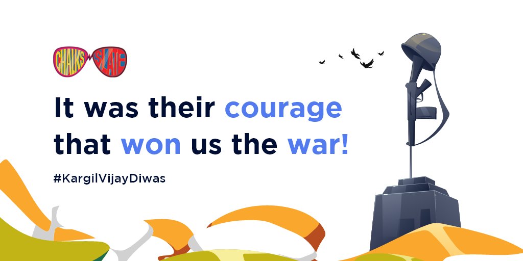 chalksnslate's tweet photo. The day celebrates the success of "Operation Vijay" initiated by the Indian Army to recapture the Indian territories from Pakistani intruders in the Kargil-Drass sector in 1999. 
Let's not forget our heroic men who laid their lives for us! #KargilVijayDiwas https://t.co/mcVkzaRhr4
