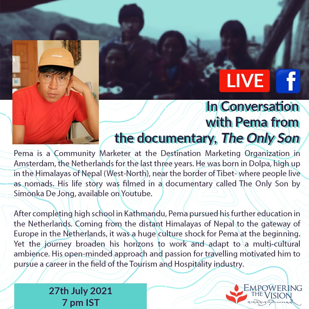 evp2008's tweet photo. ENVISION is delighted to have the very inspiring and resilient Pema from the documentary film 'The Only Son (available on Youtube) on board for our Facebook Live tomorrow at 7pm. Don't miss it!
#ENVISION #TibetansinHimalayas #Youngrolemodels @TibetReliefFund https://t.co/rOFNCcVHKx