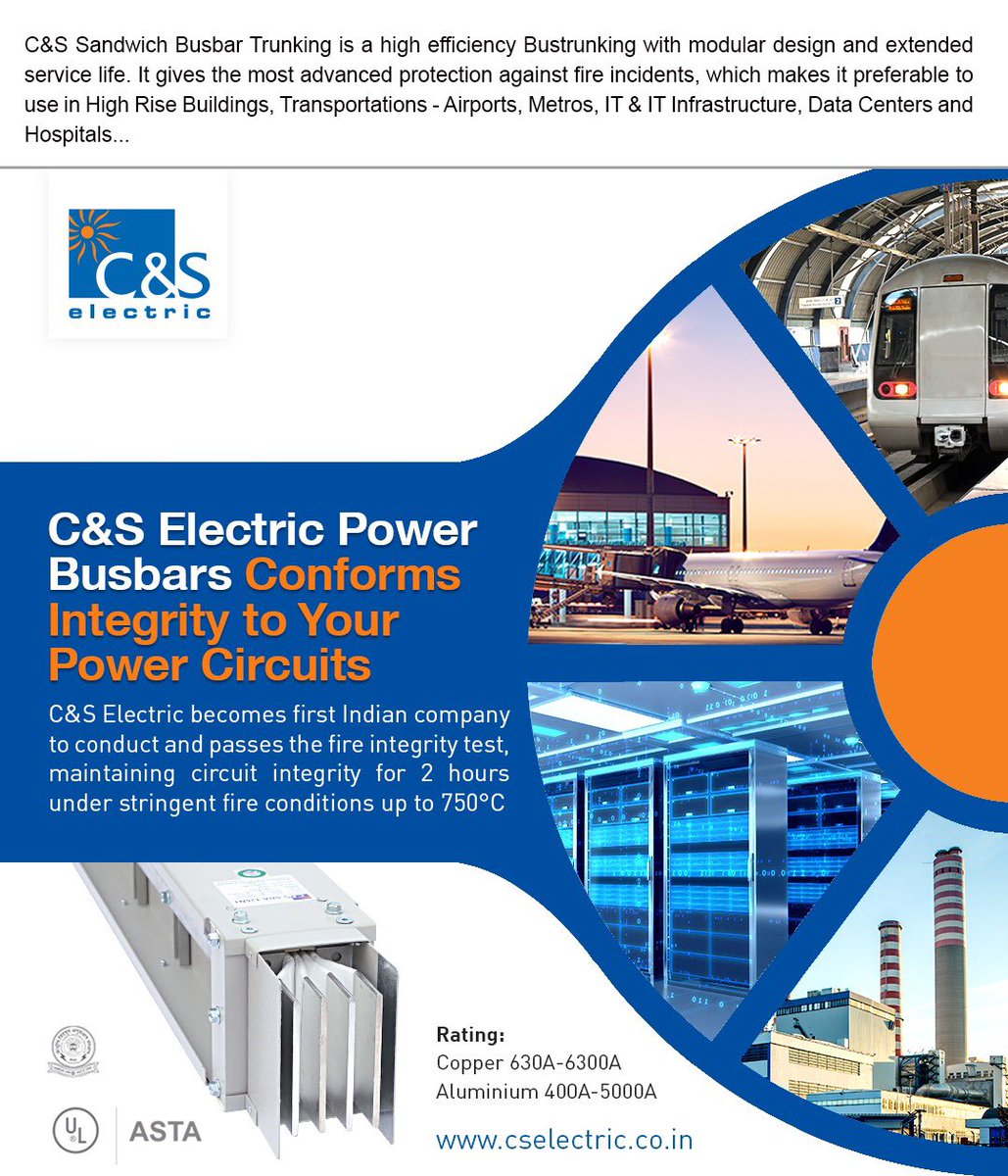 cselectricltd's tweet photo. Be Smart & Safe with C&S Electric Power Busbars.
#Bustrunking #PowerBusbars #CSElectric https://t.co/DfILCCCpMs