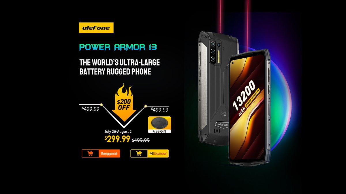 Ulefone Power Armor 13, the world's largest battery phone king, now on limited pre-sale on Banggood and AliExpress. During pre-sale period, get Power Armor 13 for only $299.99. 

Buy Now>>>ulefone.com/event/power-ar…

Watch the Video>>>youtu.be/fAaV4eftTAs

#Ulefone #PowerArmor13