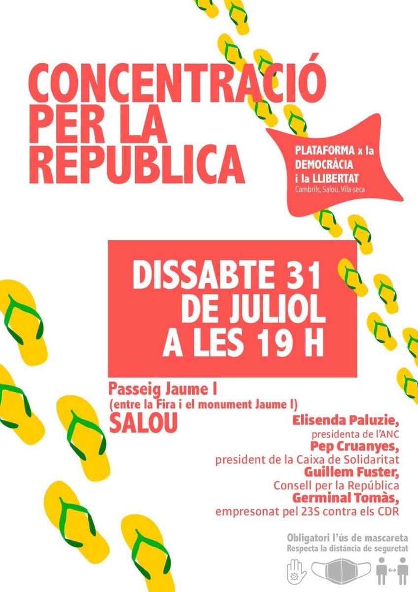 assemblea's tweet photo. ⬛️⬜️📢 Dissabte 31 de juliol, a Salou, acte d'estiu amb @AncSalou i les territorials de l'Assemblea del Camp de Tarragona, amb la presència d'@epaluzie, @pep_cruanyes, @fuster_guillem i @john_germinal. 

Vine i activem-nos per tornar als carrers! #SomEl52 https://t.co/8iChf0KCNa