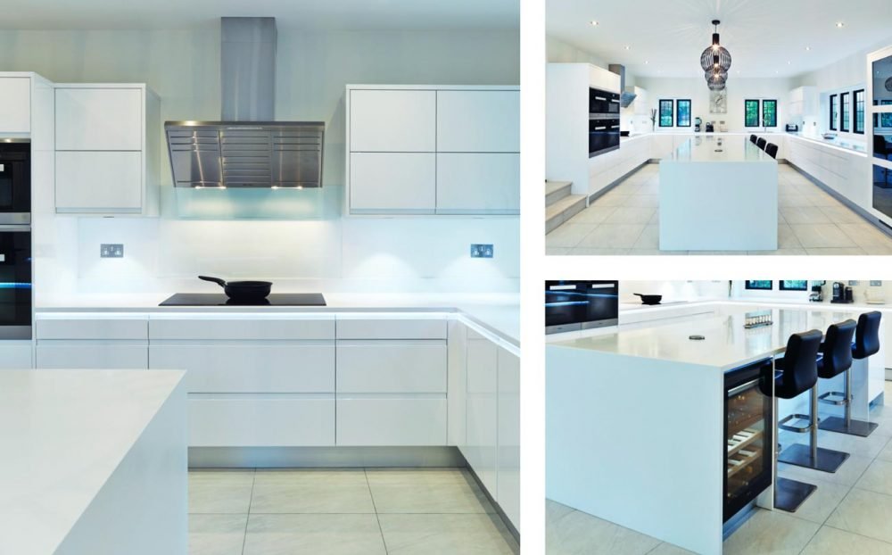 stonehamkitchen's tweet photo. This #kitchen suits the style of this Art Deco house. Our Flow range in High Gloss White was incorporated into an #openplan design. To match the #monochrome colour scheme, Glacier White Corian #worksurfaces were also used throughout the #kitchendesign. https://t.co/kQJPod5LT4 https://t.co/Ab9WG5gKHD