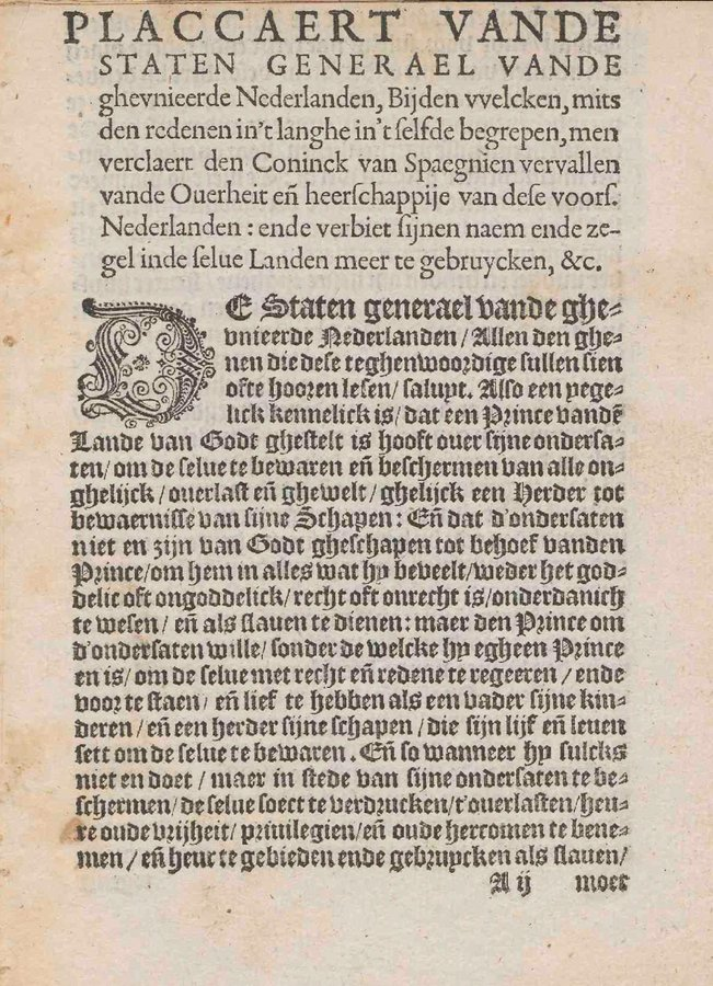 July 26th in year 1581, Plakkaat van Verlatinghe (Act of Abjuration): The northern Low Countries declare their independence from the Spanish king, Philip II. #ActofAbjuration #history #datefacts