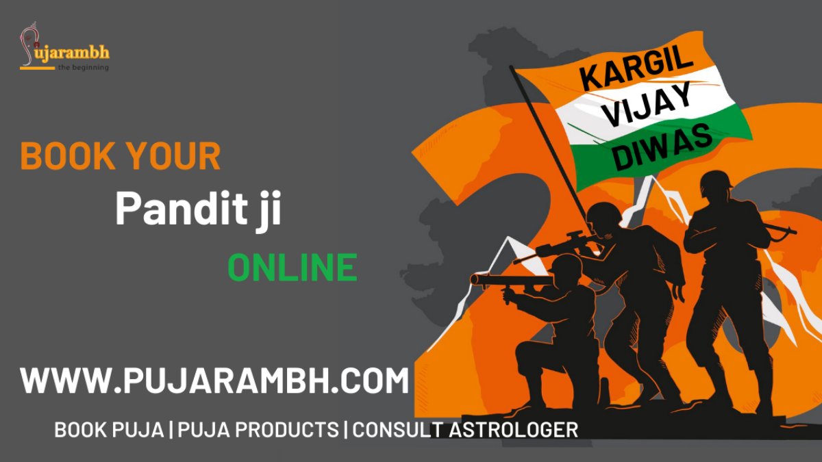 Pujarambh is celebrates 22 years of  Kargil Vijay Diwas, let us pay a tribute to the brave hearts and congratulate the Indian Army for India's great victory over Pakistan.

#KargilVijayDiwas2021 #pujarambh #purohits #bookpanditjionline #onlinepujaproducts