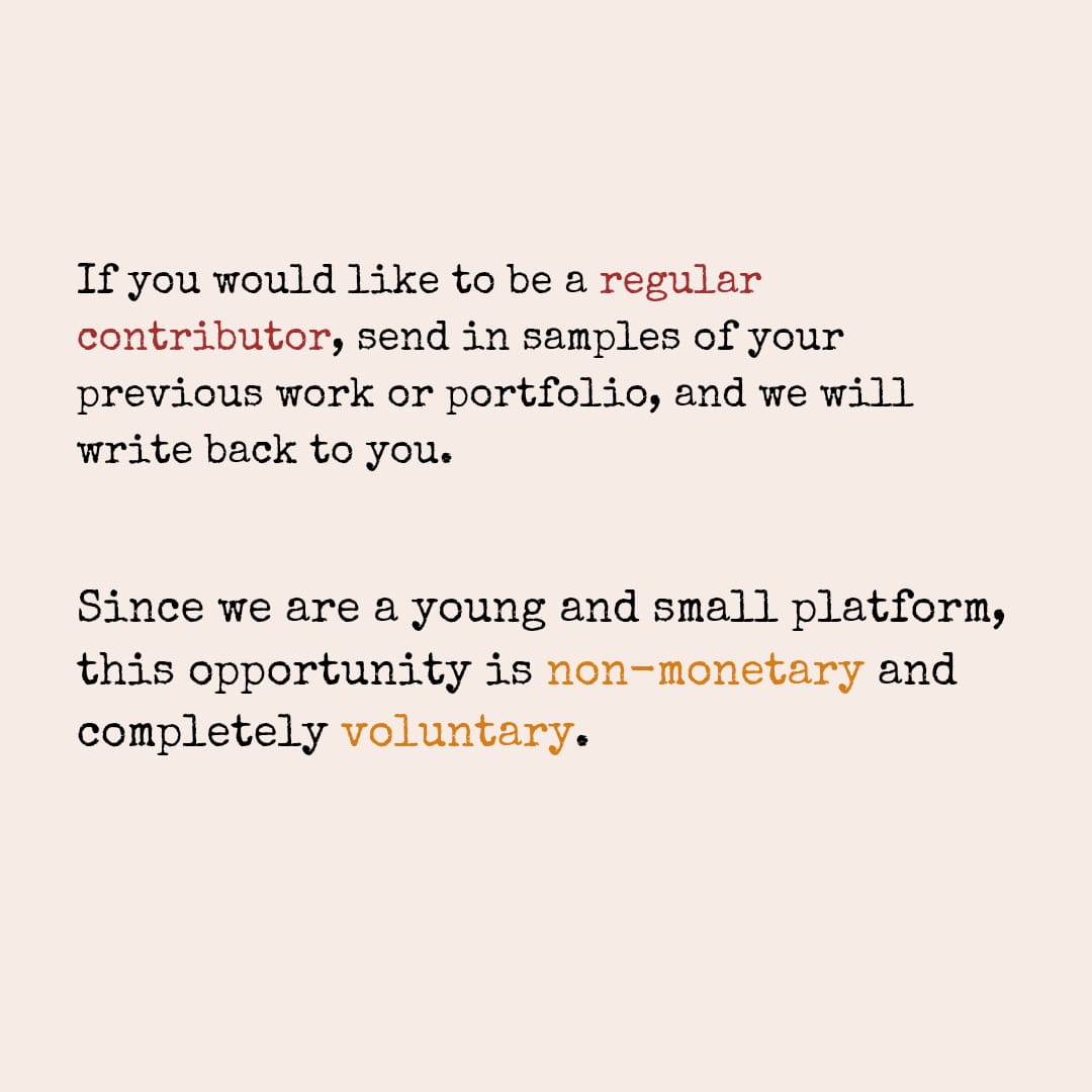 Dhindora1's tweet photo. We are looking to diversify our team! 

Drop an email to get in touch; visit our Instagram for more - https://t.co/3gqwgSpjVV

#opencall #opencallforartists #opencallforsubmissions #creativeopportunity #indianartistscommunity #womenwhocreate #womeninmedia https://t.co/ph0AEfnPav