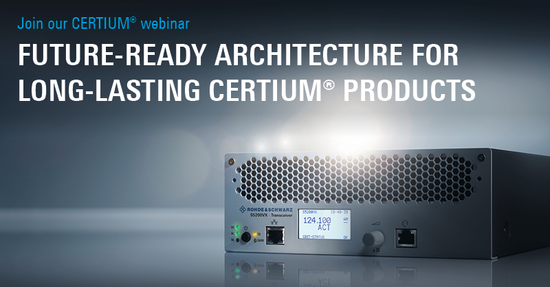 RohdeSchwarz's tweet photo. Get ready for another exciting #CERTIUM webinar on 28 &amp; 29 July, this time featuring the technology and #futureready architecture behind the new R&amp;S #Series5200 radio, part of the CERTIUM portfolio. Register here: https://t.co/YPPElHgtSR #ATC https://t.co/CxFsGcrbjb