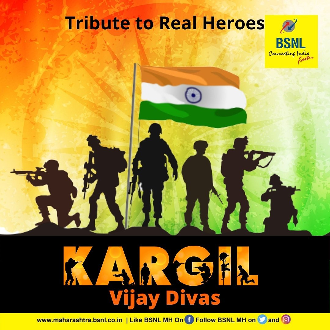 cgm_mh_bsnl's tweet photo. A story of recapturing every inch of the mountain…A story of unflinching commitment…A story of valiant sacrifice for the nation…We salute our heroes, for their noble sacrifice has brought #VijayDiwas upon us! #KargilVijayDiwas @CMDBSNL @BSNLCorporate https://t.co/c0N6Xd8VK6