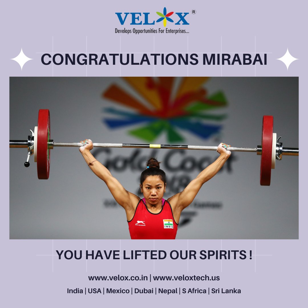 velox_soln's tweet photo. Velox is Congratulating Mirabai Chanu for winning India's first Silver Medal in the Women's 49 kg weightlifting category in Tokyo Olympics, the whole country is Proud of her!
#olympics #Tokyo2020 #india #prideofindia #mirabai #Velox #cybersecurity #cyberattack #ITinfrastructure https://t.co/rNpM71pJnf
