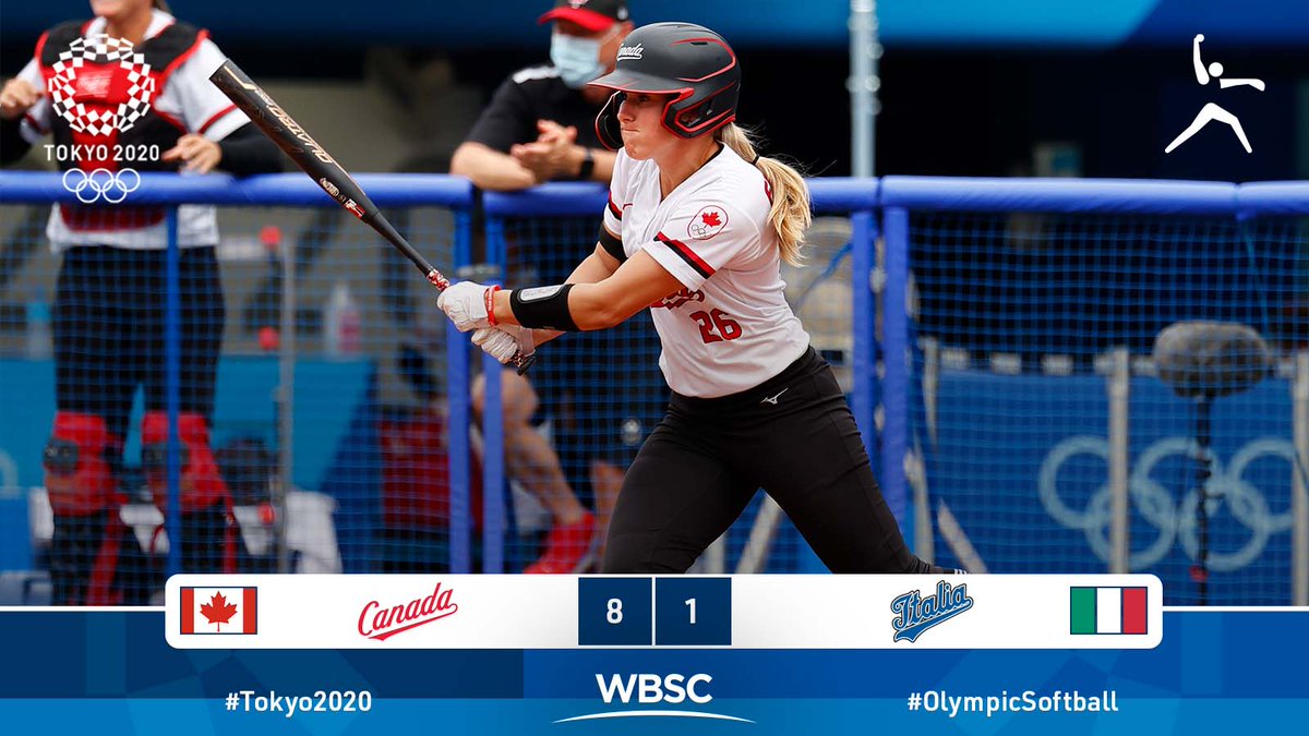 WBSC's tweet photo. ๐จ๐ฆ๐จ๐ฆ๐จ๐ฆ Canada wins!!!! Will play tomorrow for the Bronze Medal ๐ฅ!!! #Softball #Tokyo2020 https://t.co/KpWmVVxYSV