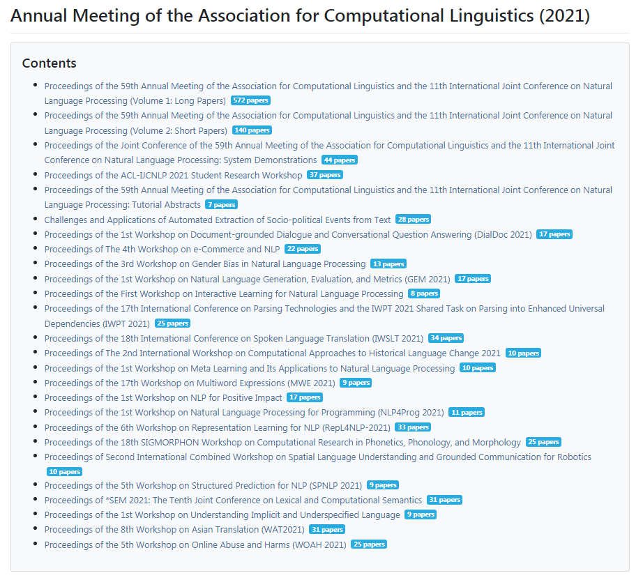 The proceedings of #ACL2021NLP are now available on the @aclanthology! aclanthology.org/events/acl-202… #NLProc