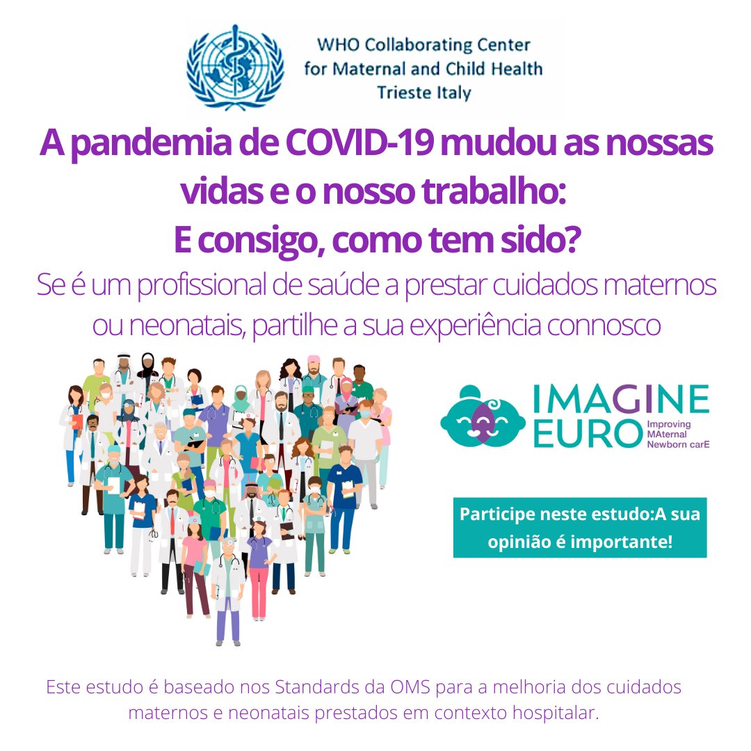 É profissional de saúde (médico/a ou enfermeiro/a) a prestar cuidados de saúde maternos ou neonatais em contexto hospitalar, durante a pandemia de #COVID19?

Se sim, pedimos-lhe para responder a este questionário
➡️redcap.burlo.trieste.it/surveys/?s=CYP…

<a href="/ISPUP/">ISPUP</a> #IMAGINE_EURO