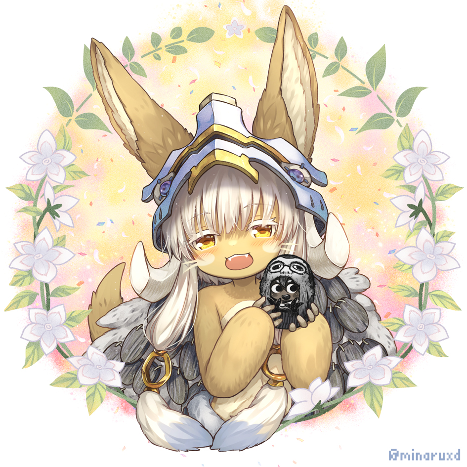 nanachi (made in abyss) whiskers 1other animal ears furry flower open mouth looking at viewer  illustration images