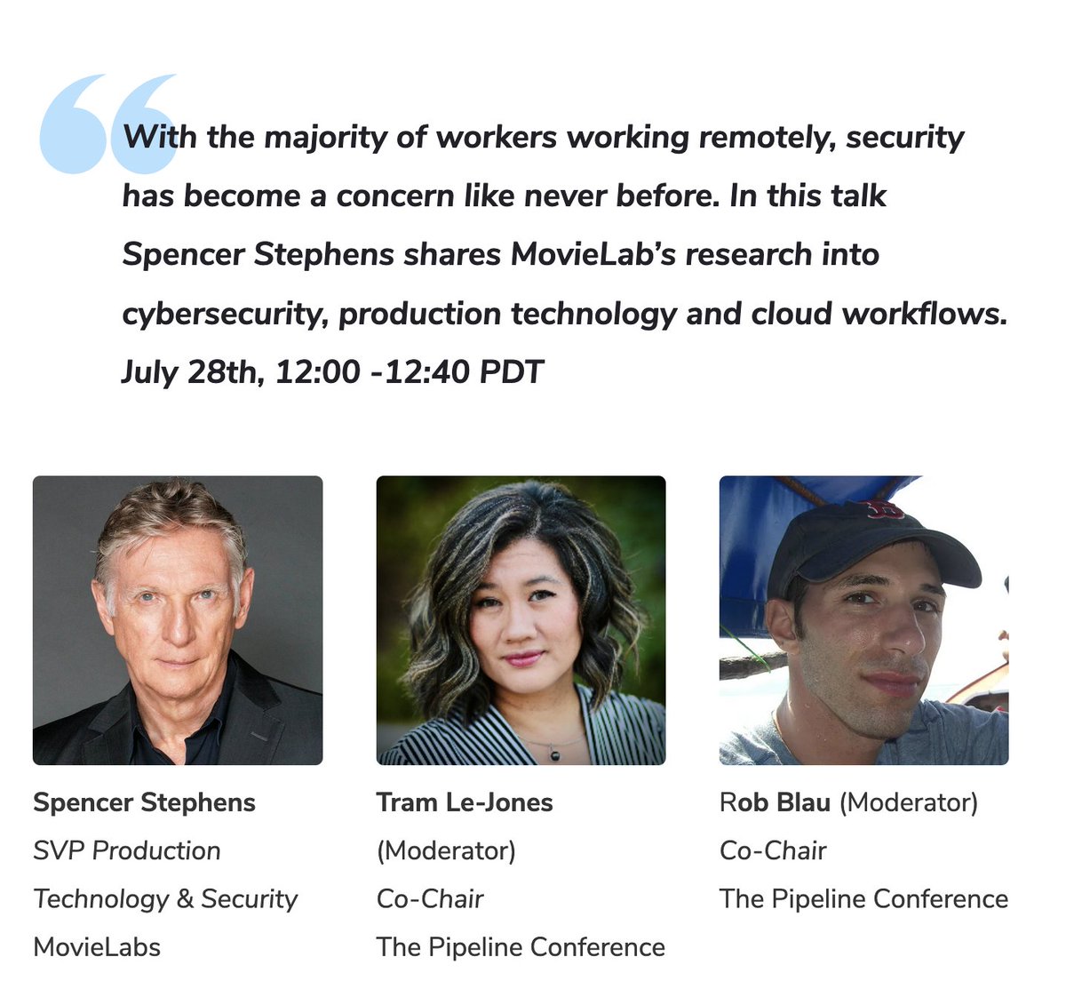 In the talk "CyberSecurity in a Post-COVID World", get up to speed with the research into cybersecurity, production technology, and cloud-based workflows.

thepipelineconference.com/2021/07/25/tpc…

#tpc2021 #tpcdigipro2021 #cybersecurity #productiontechnology #vfx #animation