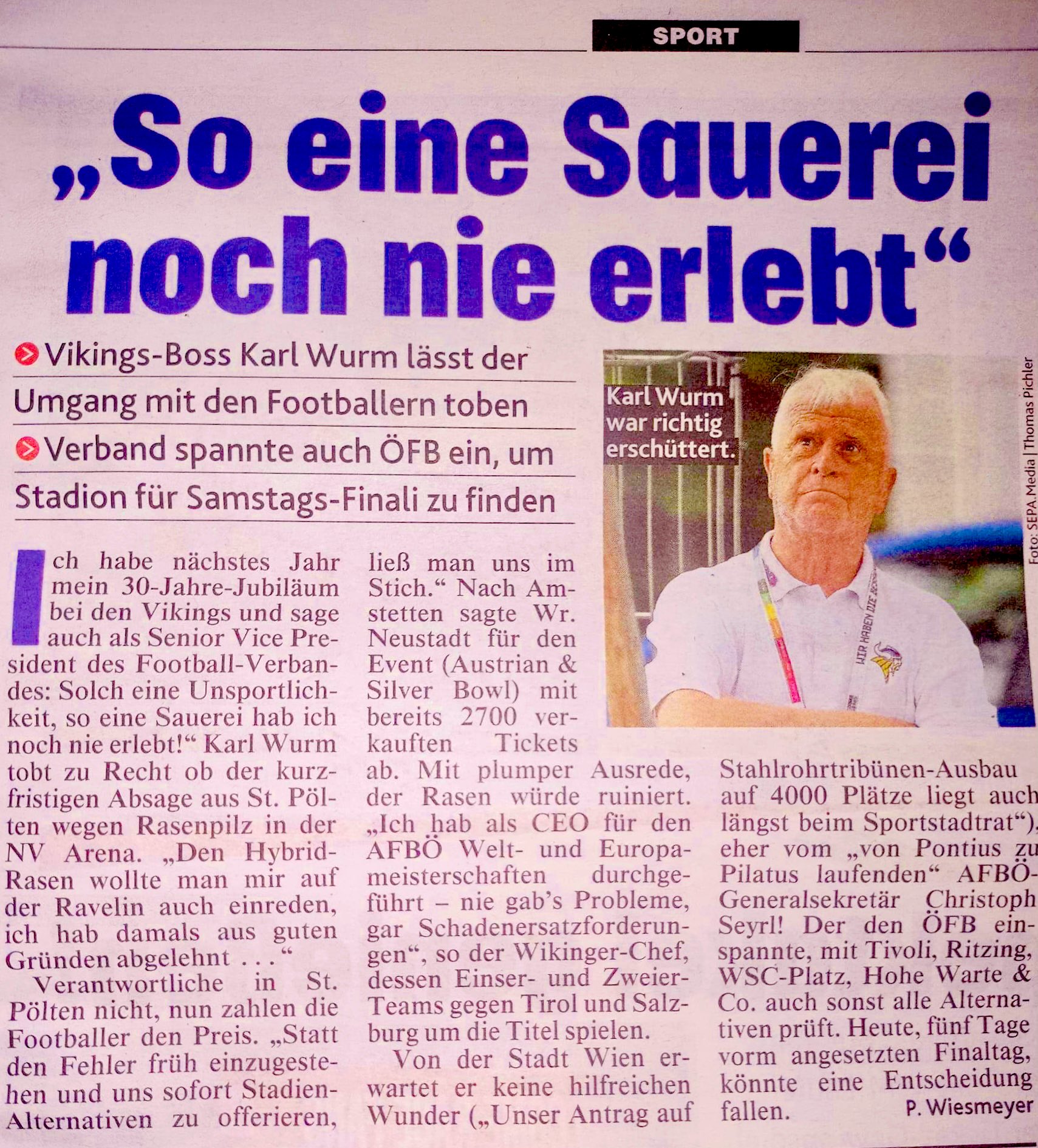 Walter 🏈 Reiterer on Twitter: "AFBÖ Vizepräsident Karl Wurm, der als ...