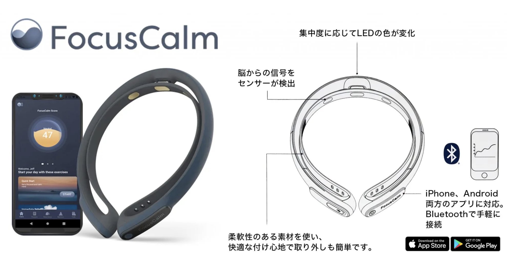 みとなりま】 脳波デバイス FocusCalm リラックス状態をアプリで